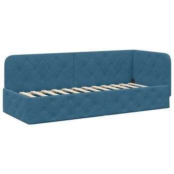 Estructura De Cama En Esquina Azul 80 X 200 Cm Terciopelo Vidaxl