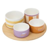 set de aperitivo junto a la piscina con bandeja de bambu y 4 cuencos surtidos - atmosphera createur dinterieur