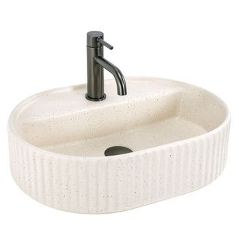 Lavabo Sobre Encimera Rea Marcela 50 Vanilla Ovalado, Beige 50 X 35,5 X 13,5 Cm