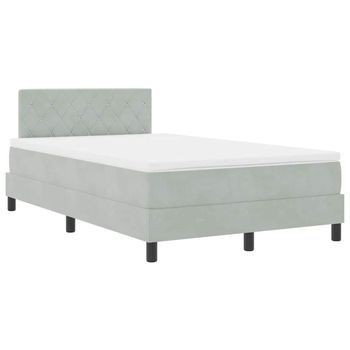 Cama Box Spring Led Gris Claro 120 X 200 Cm Terciopelo Vidaxl