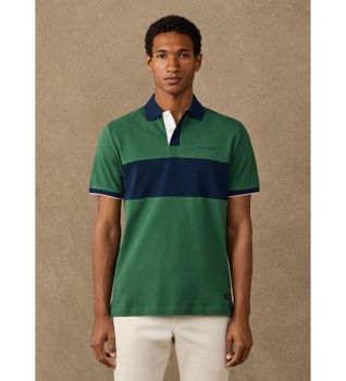 Hackett London para hombre. HM5600207 Polo Nbr Panel verde (M), Casual, Algodón, Manga corta
