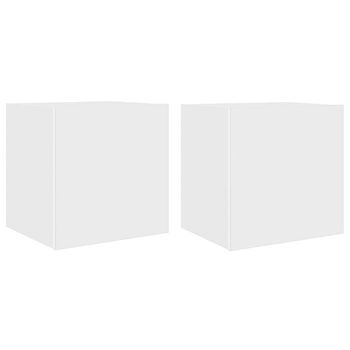 Muebles De Tv De Pared Con Luces Led 2 Uds Blanco 40,5x35x40 Cm Vidaxl