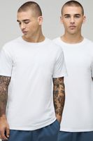 2 pack regular fit basic crew neck t-shirts blanco