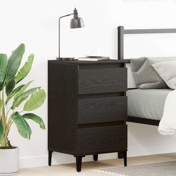 Mesita De Noche - Mueble De Dormitorio - Madera De Ingeniería - Roble Negro (45x35x44cm)