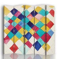 legendarte - biombo farbstudie mit rauten - wassily kandinsky - separador de ambientes para interiores cm 180x170 5 paneles