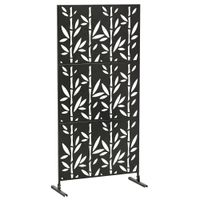 outsunny panel separador decorativo exterior claustra decorativo jardin 3 paneles con motivo bambu metal 92x40x192cm negro   aosom espana