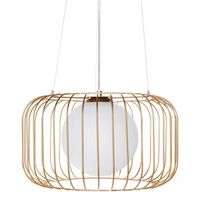 lampara colgante moderna industrial con pantalla de hierro y metal dorado bairoa
