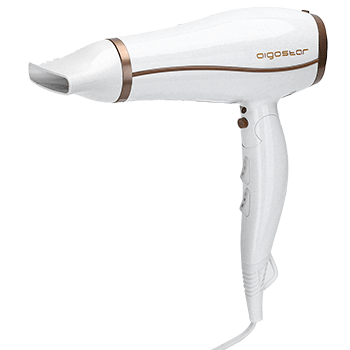 Aigostar Luna - Secador de pelo profesional de 2200 W con iones negativos. 2 velocidades, 3 niveles de temperatura + botón de aire frío. Mango plegable.