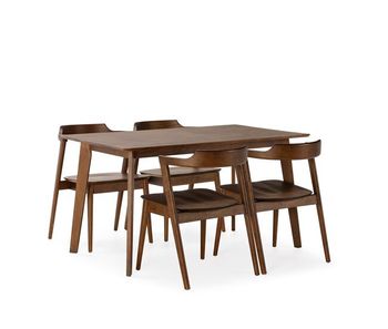 Juego de mesa 140x80 cm y 4 sillas de comedor venus color nogal