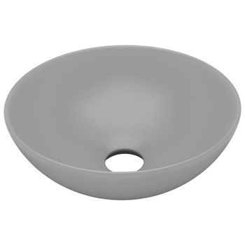 Lavabo De Cuarto De Baño Redondo Cerámica Gris Claro Vidaxl