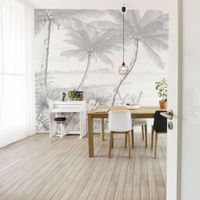 papel pintado panoramico playa tropical gris 525 x 250cm
