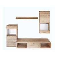 conjunto de mueble para tv mural lea diseno color roble sonoma mueble de salon suspendido