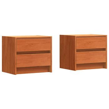 Mesas De Noche Con Cajón 2 Pcs Marrón Cera 40 X 30.5 X 35.5 Cm Vidaxl