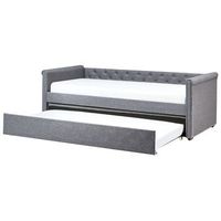 cama nido tapizada gris 90 x 200 cm con somier y cabecero acolchado libourne