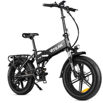 Bicicleta Eléctrica Plegable Todoterreno Vitilan V3 2.0 - 48 V 13 Ah,negra