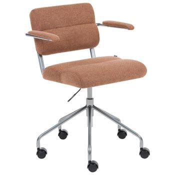 Silla De Oficina Tradicional De Tela Giratoria Ajustable Con Reposabrazos Marrón Candor