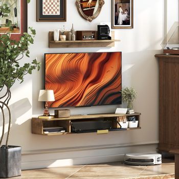 Mueble De Salón De Mdf Homcom 120x24x16 Cm-roble