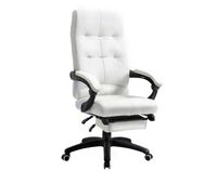 vinsetto silla de oficina giratoria silla de escritorio reclinable silla de estudio tapizada de pu con altura ajustable reposabrazos reposapies 65x65x118-125 cm blanco