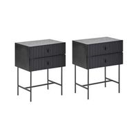 conjunto de 2 mesitas de noche con 2 cajones almacenaje dormitorio negro coventry