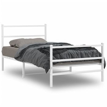 Estructura Cama Metal Con Cabecero Y Estribo Blanco 100x200 Cm