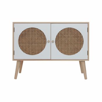 Aparador marrón y blanco estilo escandinavo en madera con 2 puertas
