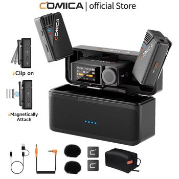 COMICA BooMax Micrófono de Solapa Inalámbrico Profesional para Teléfono con Cámara, Micrófono de Grabación Interna de 32 GB para Transmisión en Vivo y Vlogging