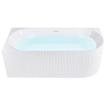 Bañera Esquinera Derecha Moderna 170 X 80 Cm Acabado Acrílico Acanalado Baño Mate Blanco Gocta