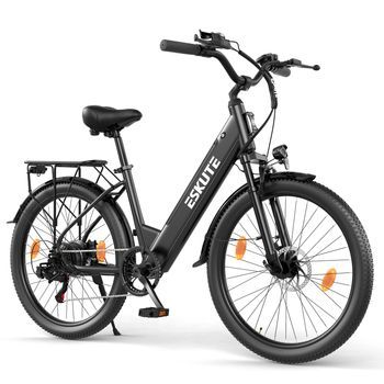 Bicicleta Eléctrica Eskute C100 Plus, Para Ciudad Y Desplazamientos Diarios, Color Negro
