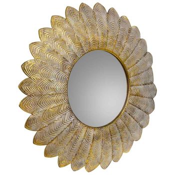 Espejo de pared de metal dorado