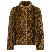 guess abrigo luna faux fure leopard para mujer