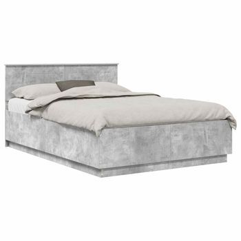 Estructura De Cama Con Cabecera Gris Hormigón 140 X 190 Cm Vidaxl