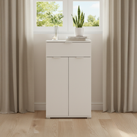 mesitaarmario blanco 2 puertas  cajon  mueble ahorraespacio con 2 estantes regulables  preensamblado para dormitorio entrada bano y salon