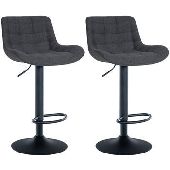 Set De 2 Taburetes De Bar Tover Tela Negro 54x48x81 Cm Clp