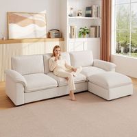 canape de esquina modular en chenilla beige 257x128 cm para salon moderno y comodo