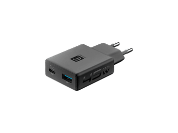 Cargador de pared - CellularLine Power Lite GaN+, 45 W, USB C, A, Universal, Slim, Negro