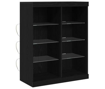 Aparador - mueble de almacenamiento led roble negro 41 x 37 x 100 cm madera de ingeniería es4199