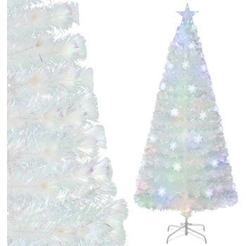 180cm Árbol De Navidad Blanco, Costway Árbol De Navidad De Fibra Óptica Preiluminado (180cm)