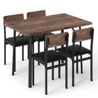 costway juego comedor 5 piezas mesa industrial y 4 sillas tapizadas con patas metal ahorra espacio para apartamentos o espacios pequenos cafe