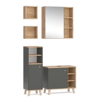 Conjunto De Muebles De Baño Senyo 4 Partes, Con Armario Alto Vicco