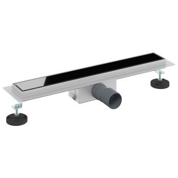 Drenaje De Ducha Con Tapa De Vidrio Negro 60 Cm Vidaxl
