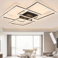nettlife lampara de techo led negra lampara de  75 cm lampara de interior de diseno de cristal moderno regulable con control remoto para dormitorio
