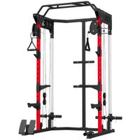 sportnow jaula de potencia rack para sentadillas con sistema polea ajustable barra dominadas y estacion de fondos