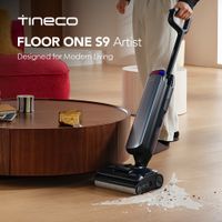 tineco floor one s9 artist aspiradora humeda y seca succion de 22 kpa 360 smoothdrive anti-enredos auto-limpieza flashdry a 85c 50 minutos de autonomia plegable a 180