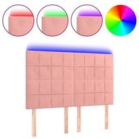 cabecero con luces led terciopelo rosa 144x5x118128 cm