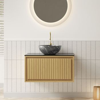 Mueble De Lavabo - Mueble Para Baño - Contrachapado - Negro Y Roble (76x48x55.1cm)