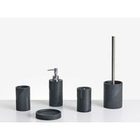 conjunto de 5 accesorios de bano jabonera dispensador de jabon escobilla de inodoro vaso soporte para cepillos de dientes negro sepahua