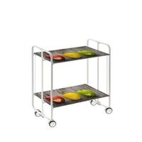 carrito auxiliar con ruedas bauhaus estructura blanca bandejas decoradas