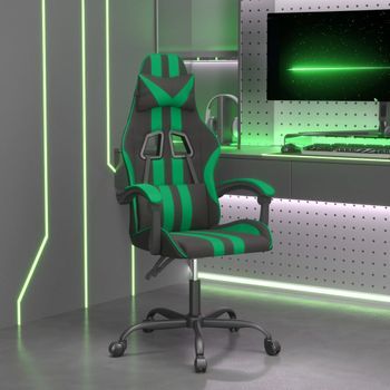 Silla Gaming | Silla De Oficina | Silla Gamer Ergonomica Cuero Sintético Negro Y Verde Cfw790369