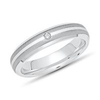 anillo moderno titanio incrustacion plata 4mm  diamante