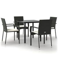 set de muebles jardin 5 pzas con cojines ratan sintetico negro cfw266912